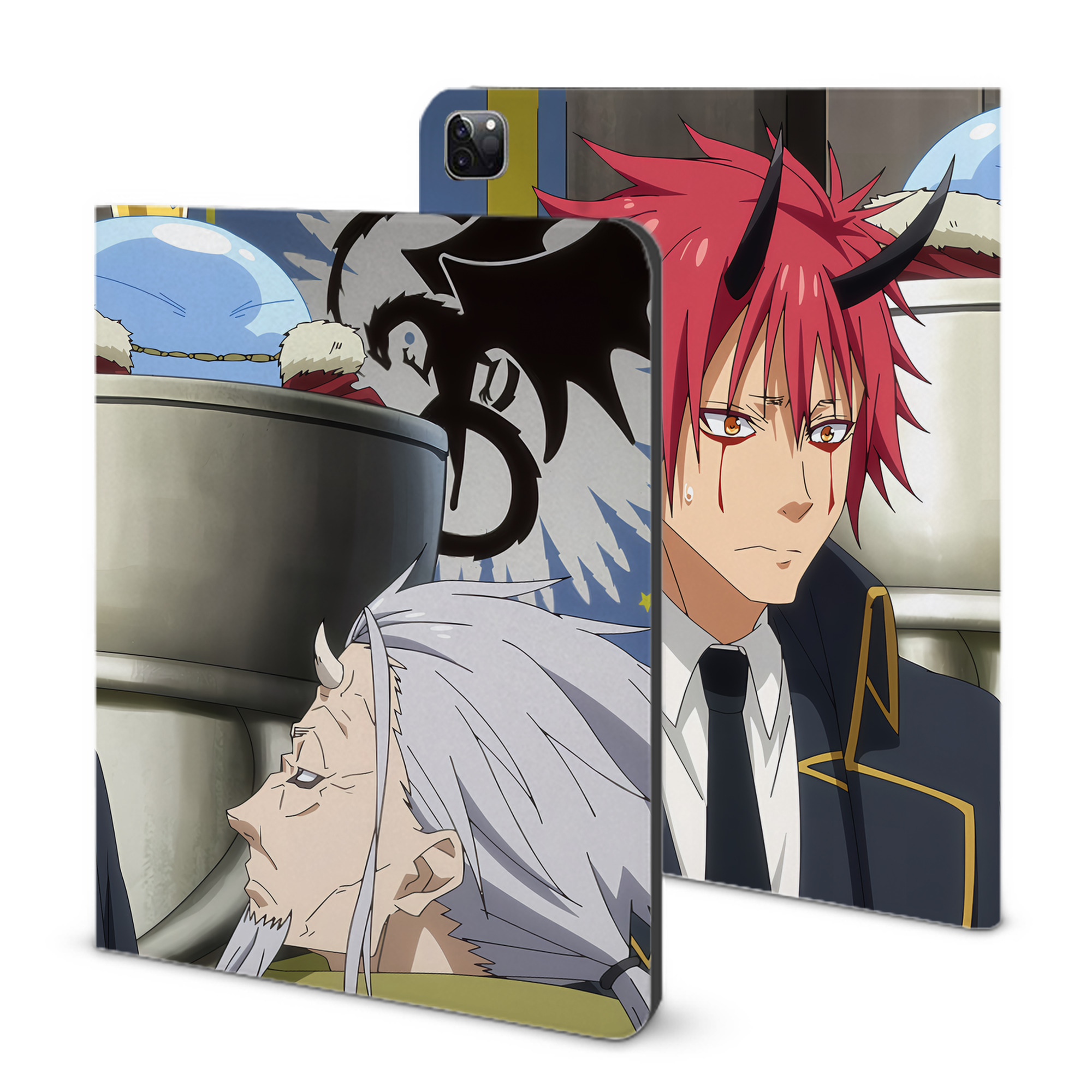 （画像用） 転スラ Regarding Reincarnated to Slime IPad ケース ブック型 PUレザー TPU 耐衝撃 軽量 薄型 ペン収納なし 全面保護 IPad 各モデル対応